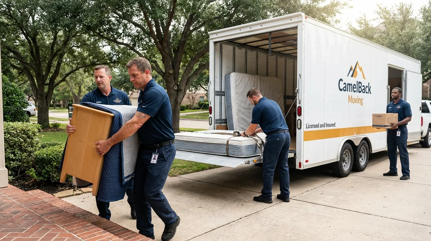 Crew loading residential truck for cross-state move from Hyrum, UT