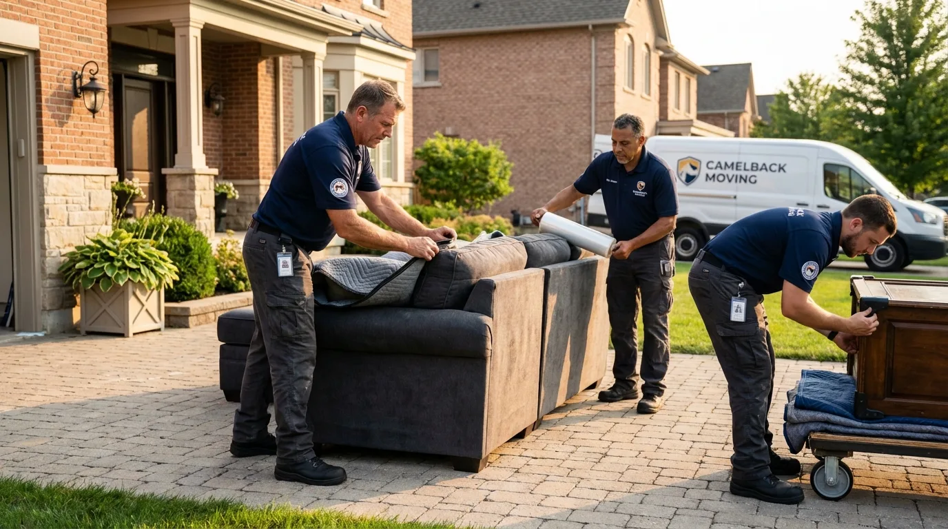 Large estate moving crew wrapping furniture in Hyrum, UT